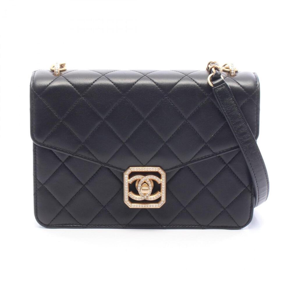 Chanel Matelassé Shoulder Bag/Handbag, Lambskin Leather, Women's, Black (AS2840)